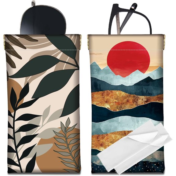 1 set 2pcs 2 styles PU Leather Rectangle Eyeglass Cases Eyeglass 180x90mm Sunglasses Protector Pouch Sun 1pc/style