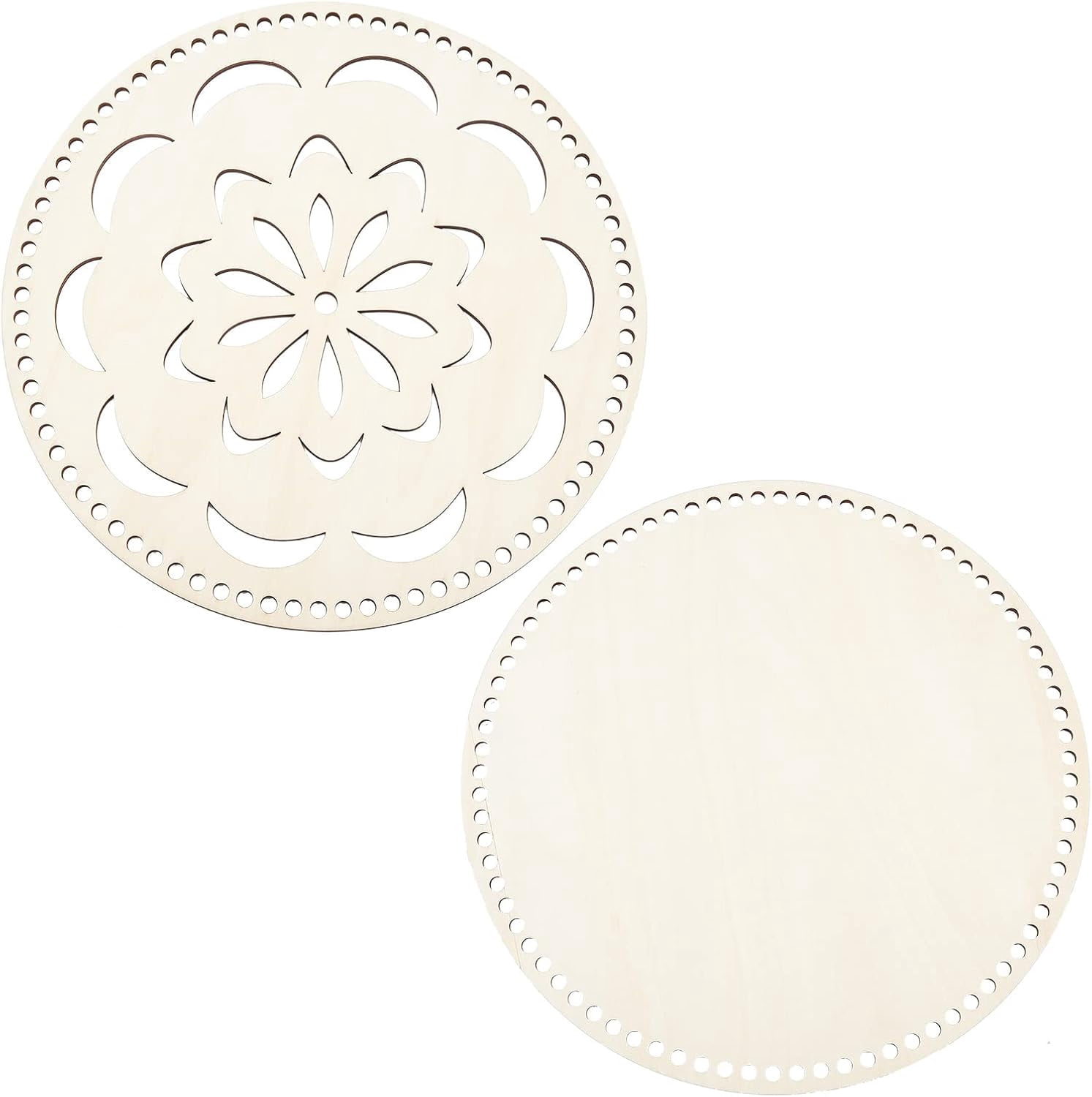 1 set 2pcs Wooden Basket Bottoms 11.8inch Round Handbag Base Hand-Woven ...