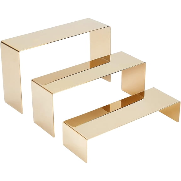 1 set 3 Sizes Metal Display Racks Stainless Steel Shoe Handbag Display Riser Stand Jewelry Display Riser Shelf Showcase Fixtures for Pop Figures Table Decorations Stands Candy Display