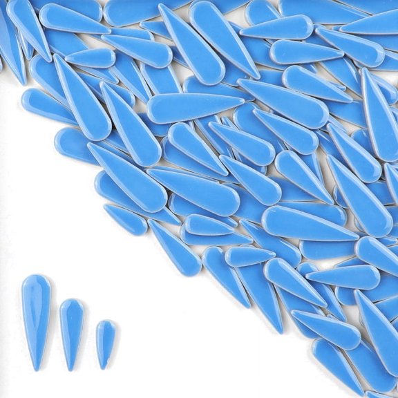 1 set 3 styles Teardrop Shape Porcelain Mosaic Tiles for DIY Mosaic Art Crafts Picture Frames and More Deep Sky Blue 21~40x8~12x4mm about 100g/set