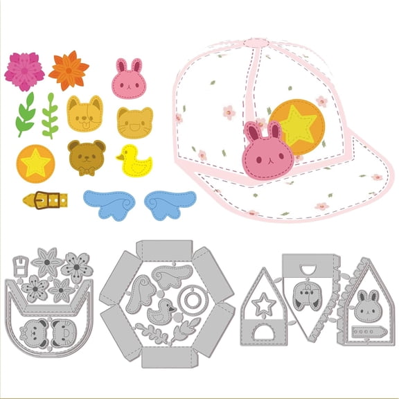 1 set 3D Cap box Cutting Dies Rabbit Cat Dog Bear Die Cuts Flower Template Stencil for Card Making Decoration DIY Scrapbooking Album Craft Decor