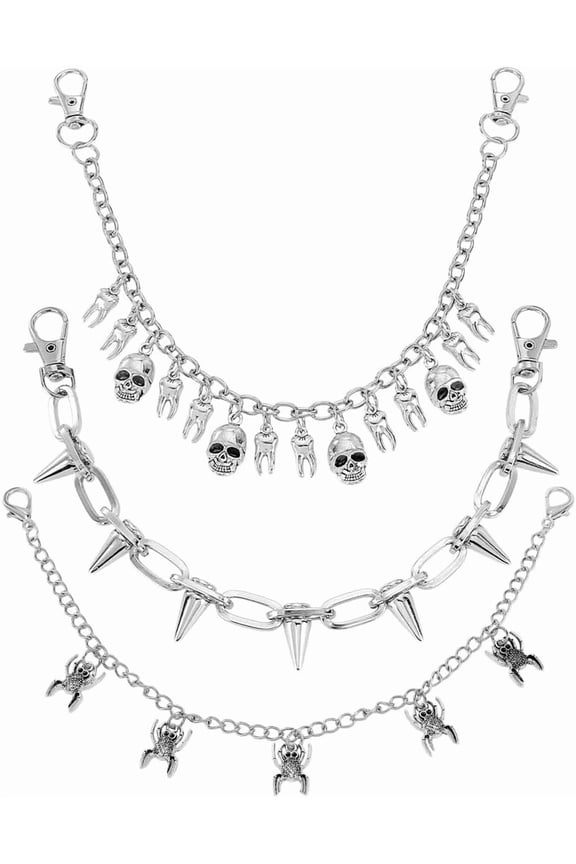 1 set 3pcs 3 styles Alloy Purse Chains with Charms Platinum 302~304mm 1pc/style Alloy