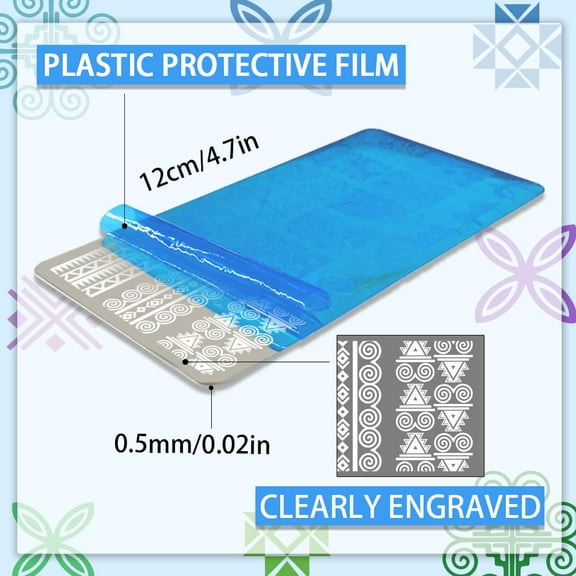 1 set 3pcs Geometric Nail Stamping Plates Mosaic Nail Art Templates Exotic Frmae Nail Art Stencils Stripe Grid Stainless Steel Nail Image Plates for Women Nail Design Print Manicure Salon