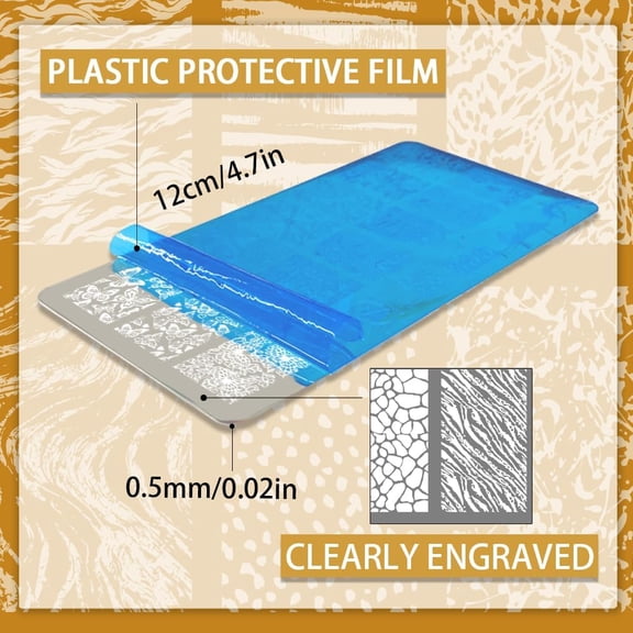 1 set 3pcs Marble Nail Stamping Plates Rocks Texture Nail Art Stencils Stone Cracked Nail Image Plates French Lines Nail Art Templates for Women DIY Design Nail Manicure Salon 4.7x2.3 Inch