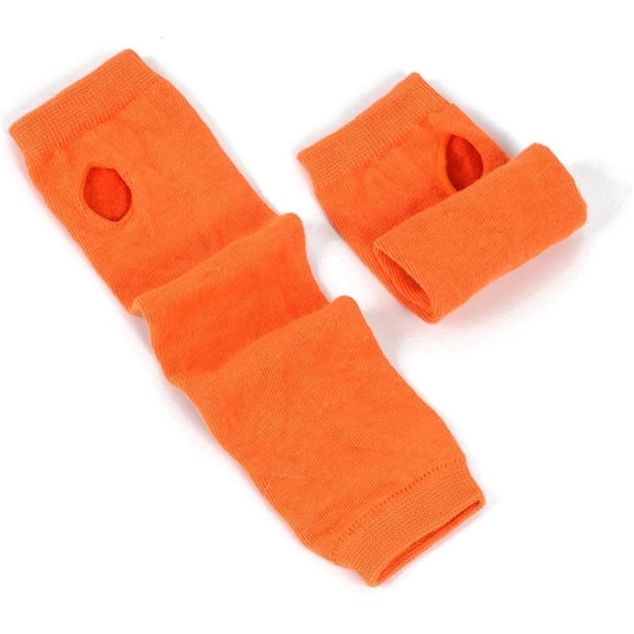 1 set 4 Pairs Acrylic Fiber Yarn Knitting Fingerless Gloves Stripe Pattern Winter Warm Gloves with Thumb Hole Coral 310x80mm