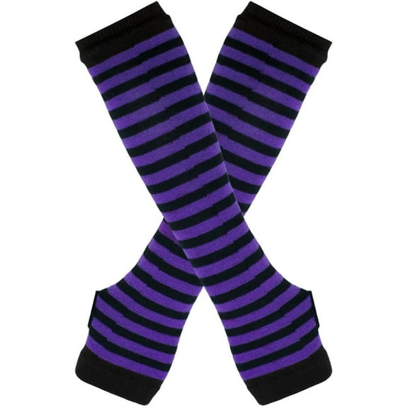 1 set 4 Pairs Acrylic Fiber Yarn Knitting Fingerless Gloves Stripe Pattern Winter Warm Gloves with Thumb Hole Indigo 310x80mm