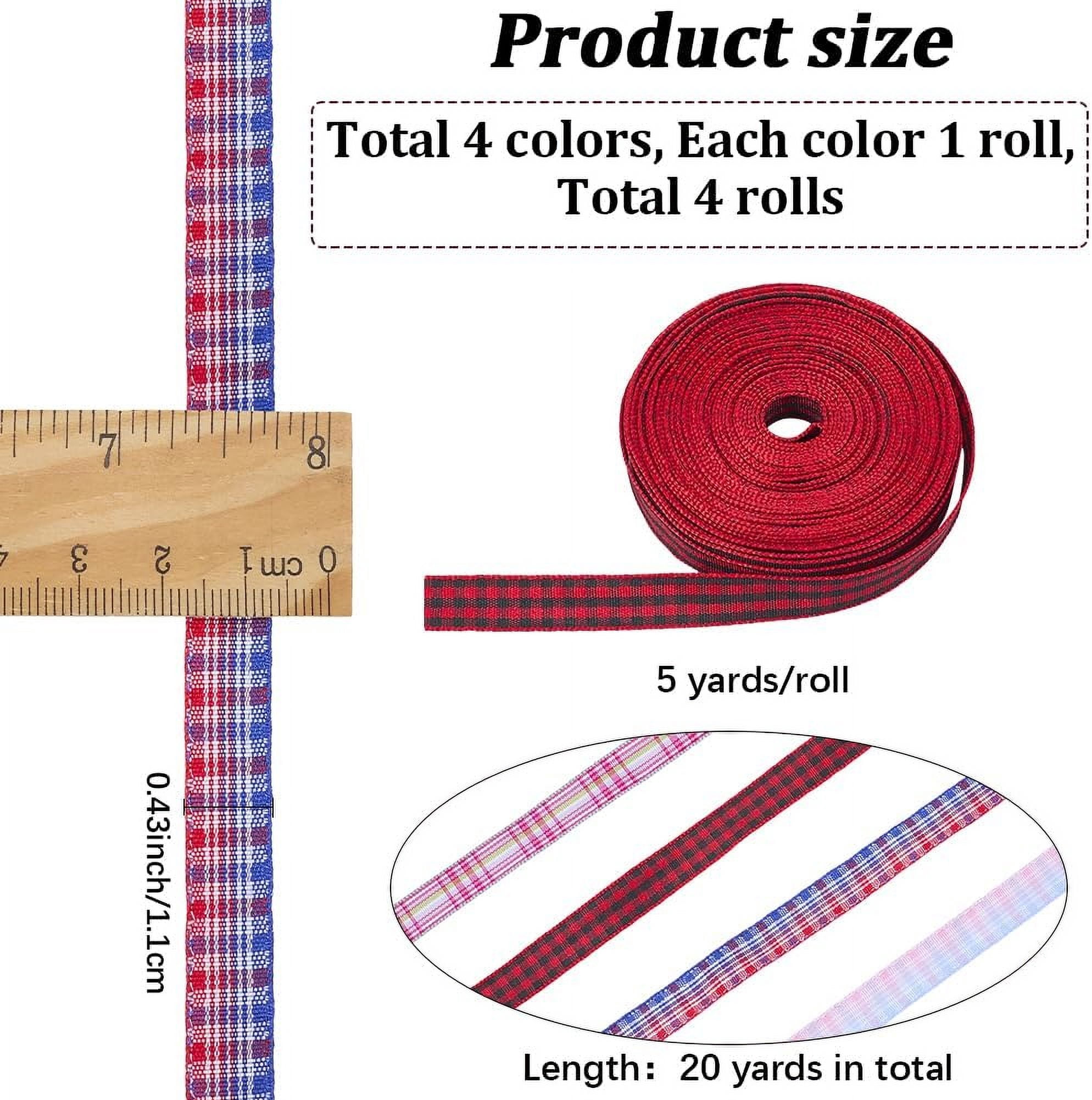 1 set 4 Rolls 18.3Ms Tartan Jack Jacquard Ribbon 11mm Wide Checkered ...