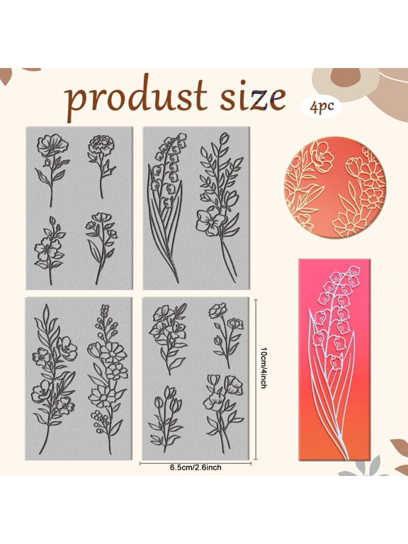 1 set 4 Sheet Single Flower Clay Texture Mat Lily of The Valley Polymer Texture Sheets DIY Tools for Clay Pottery Earring Jewelry Making Stamp Engraving Machines 3.9x2.6inch