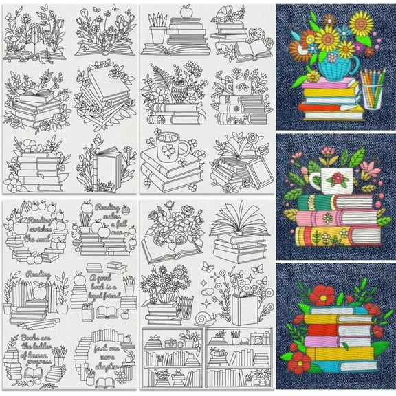 1 set 4 Sheets 11.6x8.2 Inch Stick and Stitch Embroidery Patterns Non-woven Fabrics Water Soluble Embroidery Stabilizers Book 297x210mmm Cloth