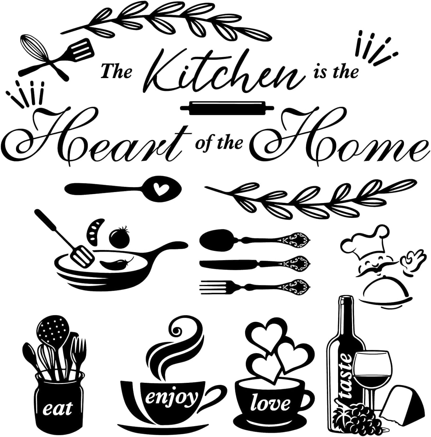 1 set 4 Sheets Kitchen Wall Stickers Kitchen Wall Decals Quotes The ...