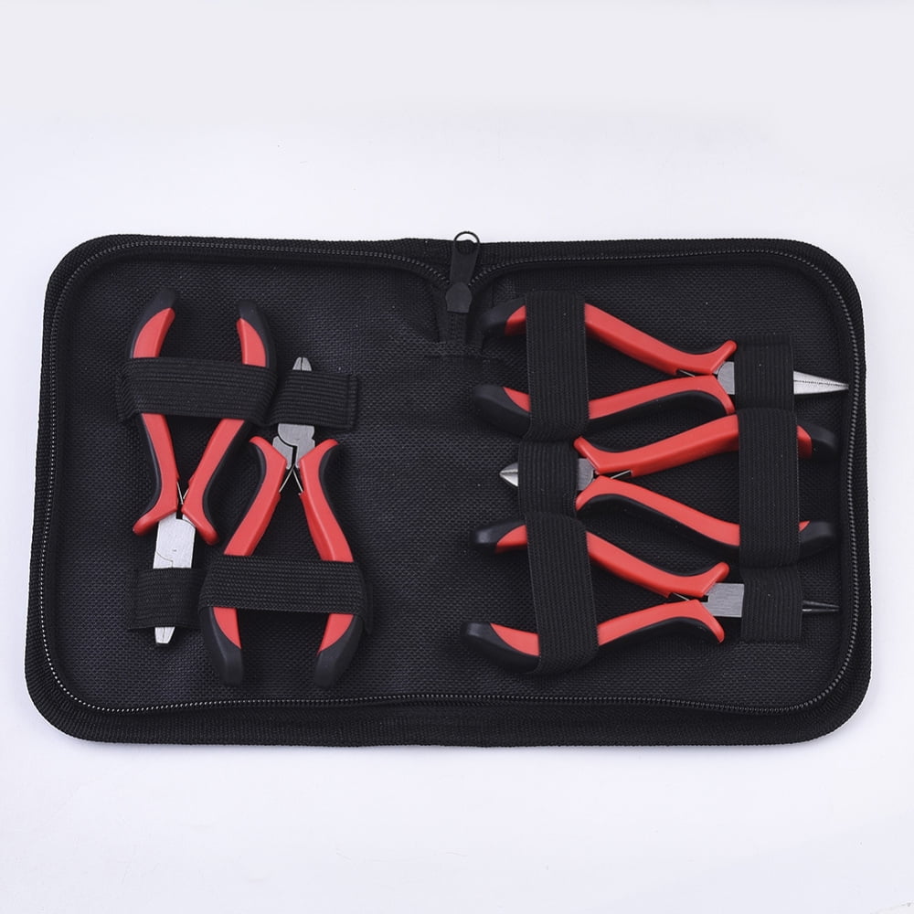 1 set 45# Steel Jewelry Plier sets Including Round Nose Plier Side Cutting Plier Wire Cutter Pliers and Flat Nose Plier Red