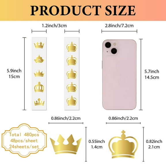 1 set 48pcs 2 styles PVC Plastic Sticker for Scrapbooking Travel Diary Craft Crown 150x30mm 24pcs/style