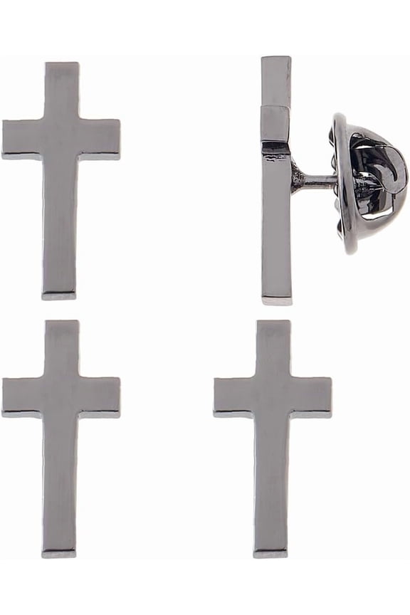 1 set 4Pcs Black Cross Pins Alloy Cross Brooches Metal Cross Brooches for Funeral Church Pray Public Event Lapel Pin Bulk for Backpack Clothes 18x13mm