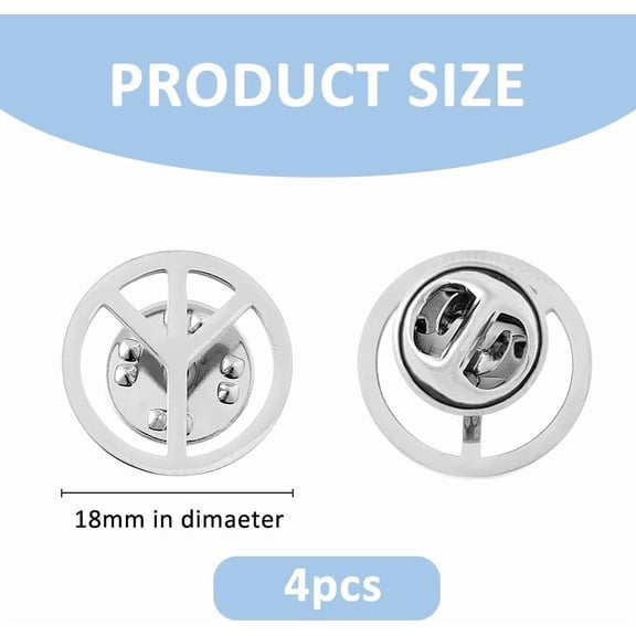 1 set 4Pcs Peace Lapel Pin Peace Sign Brooch Pins 304 Stainless Steel Peace Brooch Badge for Clothes Bags Hats Vest Jacket
