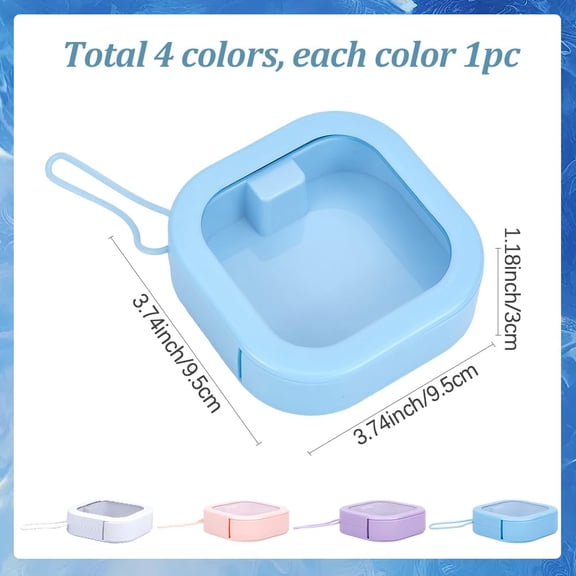 1 set 4pcs 4 colors Multifunctional Plastic Pocket-Sized Push Switch Organizers Case Portable Travel Square Mini boxes with Vixible Window and Hanging Rope