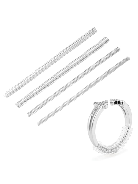 1 set 4pcs 4 style Plastic Spring Coil Invisible Ring Size Adjuster Clear 10x0.35~0.5cm 1pc/style