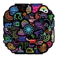 thumbnail image 1 of 1 set 50pcs Waterproof Neon style Stickers for Water Bottles Laptop Luggage Cup Computer Mobile Phone Skateboard Guitar Stickers Mixed Patterns 25~60x60~85mm 50pcs/set, 1 of 4