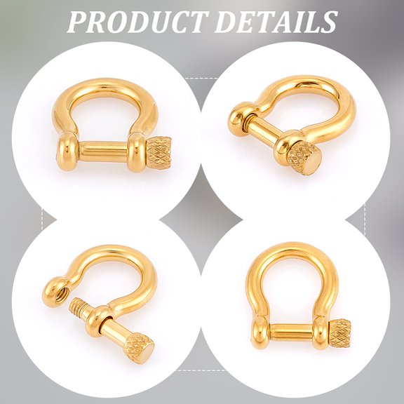 1 set 5pcs 304 Stainless Steel Screw D-Ring Anchor Shackle Clasps for Bracelets Making Golden 24.7x22mm