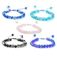thumbnail image 1 of 1 set 5pcs 5 color Glass Round Bead Bracelets set Adjustable Stackable Bracelets Mixed color Inner Diameter: 2~3 inch(5~7.6cm) 1pc/color, 1 of 1