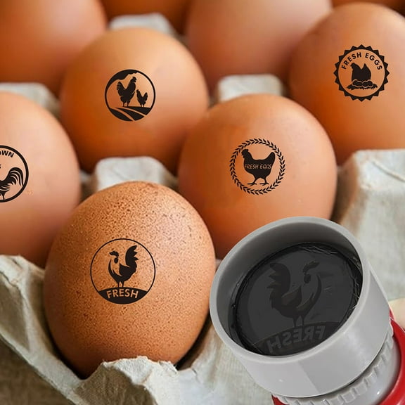 1 set 5pcs 5 styles Plastic Rubber Stamps DIY Egg Drawing Stamps with Stamp Pads and 10ML Water-Based Refill Ink Rooster 65x33mm Pattern: 20mm 1pc/style Plastic