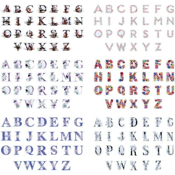 1 set 6 sets 6 styles PET Sticker Labels Self-adhesion for Suitcase Skateboard Refrigerator Helmet Mobile Phone Shell Letter A~Z 41~53x16~60x0.1mm 52pcs/set 1set/style