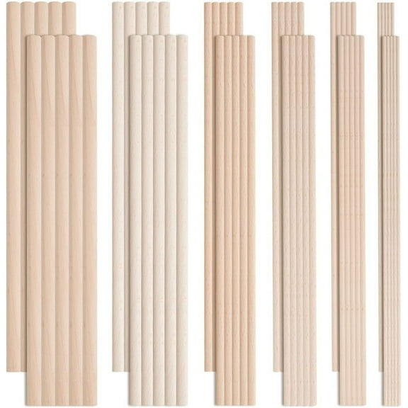 1 set 6 styles Beech Wood Sticks Round Dowel Rod for Braiding Tapestry Column PapayaWhip 250x3~10mm 60pcs/set
