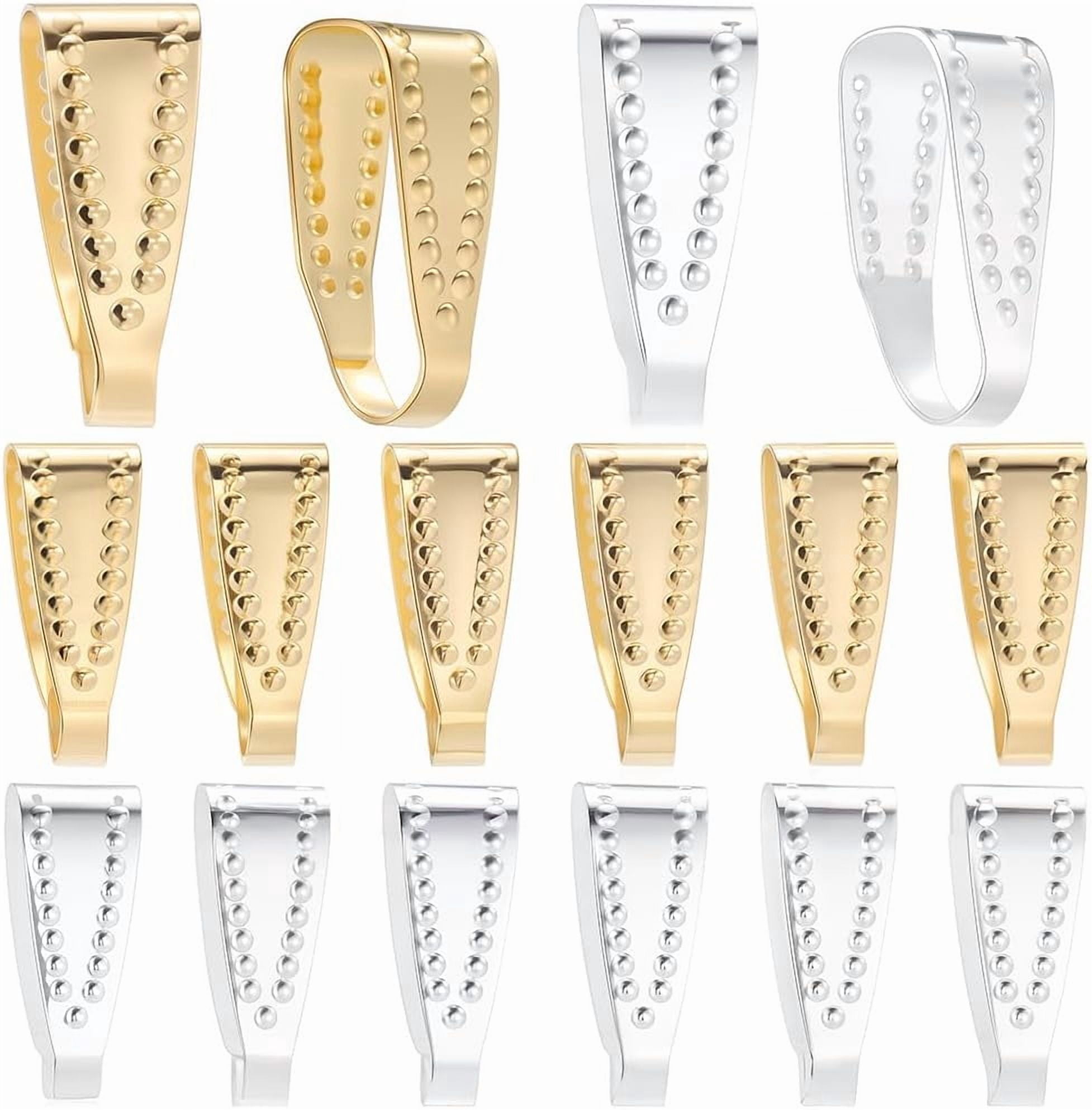 1 set 600pcs 2 colors Brass Snap on Bails Lead Free Golden & Silver 11x4mm 300pcs/color
