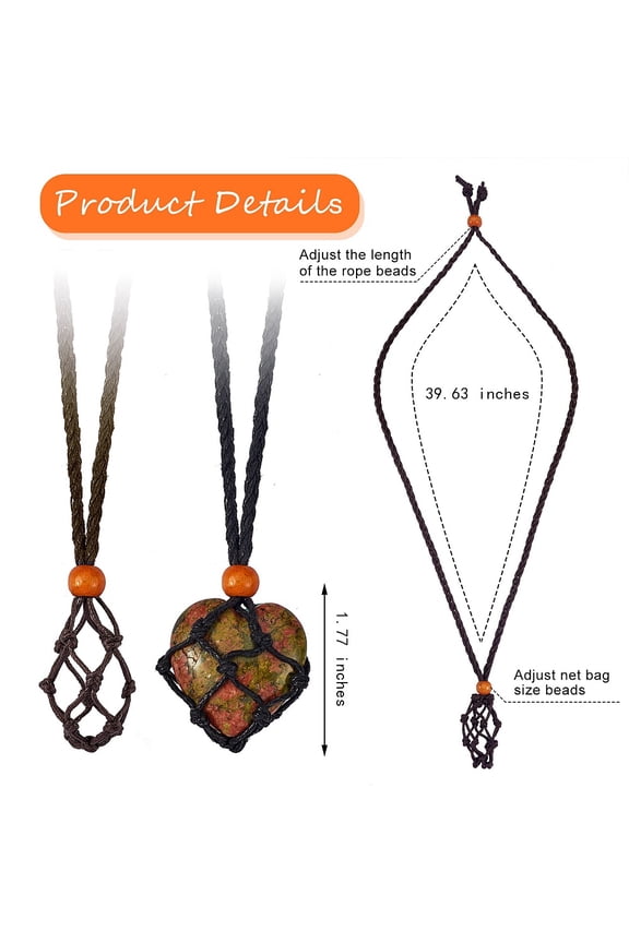 1 set 6pcs 2 colors Adjustable Waxed Cord Macrame Pouch Necklace Making Interchangeable Stone with Wood Beads Mixed color 90cm 3pcs/color