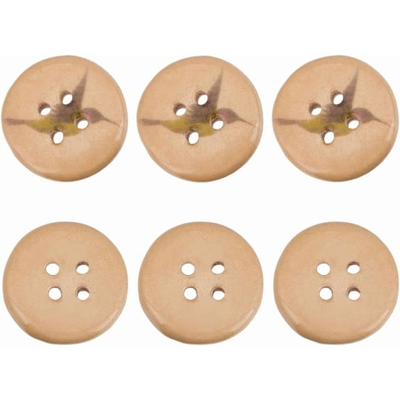 1 set 6pcs Porcelain Buttons 4-Hole Flat Round BurlyWood 24.5x4.5mm Hole: 3mm Ceramics