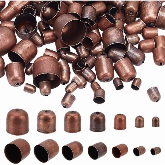 1 set 7 styles Iron Bead Cone for Tassel Making Red Copper 5~12x4~12mm Hole: 1.4~1.6mm Iron