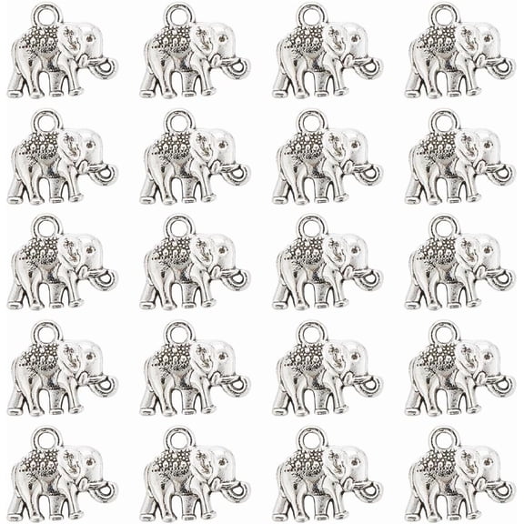 1 set 80pcs Tibetan style Alloy Pendants Elephant Charms Antique Silver 12x13.5x3mm Hole: 1.8mm 80pcs/set