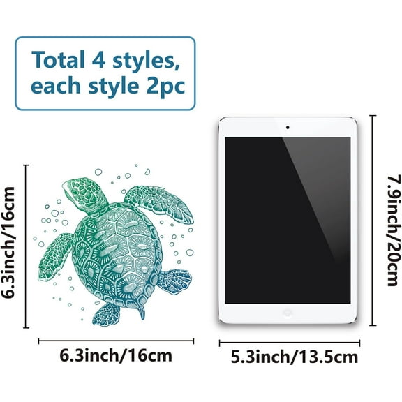 1 set 8pcs 4 styles 6.3 Inch Sea Animals Window Decals Static Glass Sticker Turtles Seahorses Whales Jellyfish Pattern Window Clings Vinyl Film Bedroom Bathroom Decals for Prevent Birds Strikes