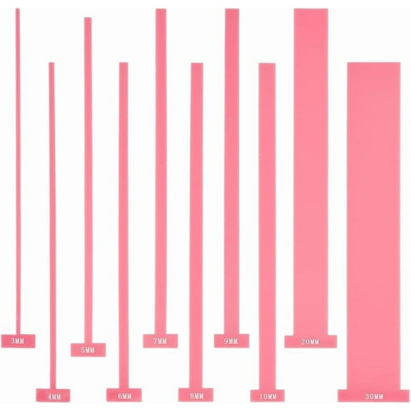 1 set Acrylic Bookbinding Rulers Bookbinding Supplies Cerise 199x20x2mm 10pcs/set