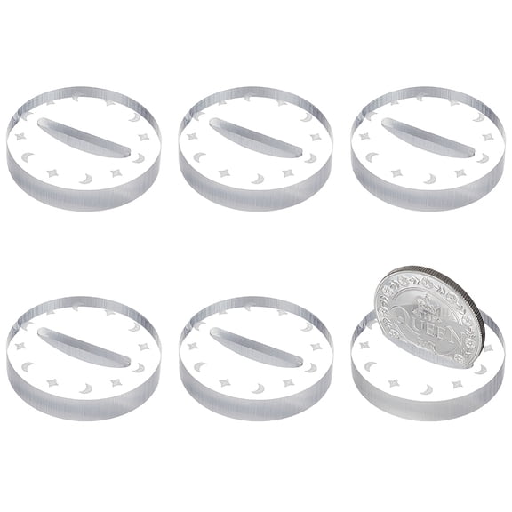 1 set Acrylic Coin Base Display Holder Flat Round Clear 5.08x0.9cm 6pcs/set DIY
