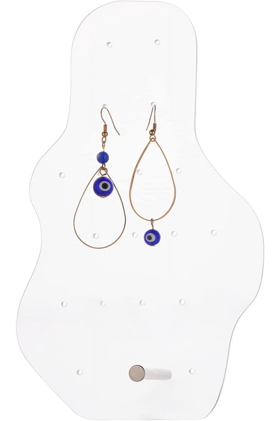 1 set Acrylic Earrings Display Frame with Iron Holder Clear 20x12x0.3cm Hole: 1.5mm and 4mm