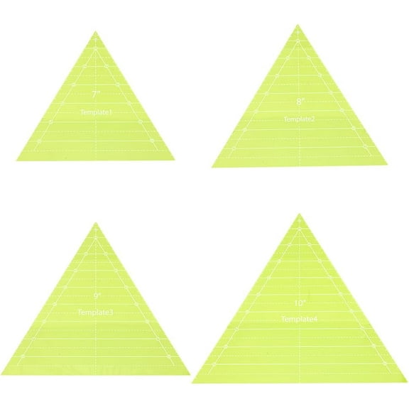 1 set Acrylic Template Ruler Green Yellow Triangle 179~255x206~295x2.5mm 4pcs/set