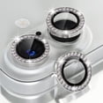 thumbnail image 1 of 1 set of Bling Diamond Camera Lens Protector for iPhone 16, HD Clear Tempered Glass Metal Camera Lens Protection Cover, Case Friendly, Scratch Proof for iPhone 16, Silver, 1 of 5