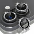 thumbnail image 1 of 1 set of Bling Diamond Camera Lens Protector for iPhone 16 Plus, HD Clear Tempered Glass Metal Camera Lens Protection Cover, Case Friendly, Scratch Proof for iPhone 16 Plus, Black, 1 of 5