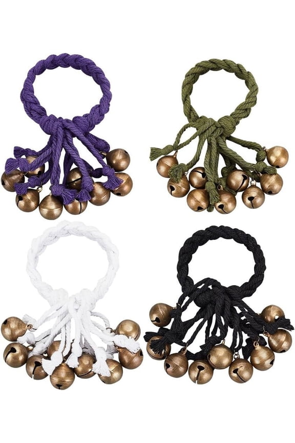 1 set Brass Iron Witch Bell Pendant Decoration Cotton String Thread Pendant Decoration Mixed color 160mm 4pcs/set