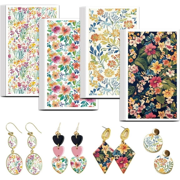 1 set Ceramics Clay Water Transfer Paper Underglaze Transfer Decals 12x7cm 24pcs/set for DIY Earrings Pendants Hair Clip Flower