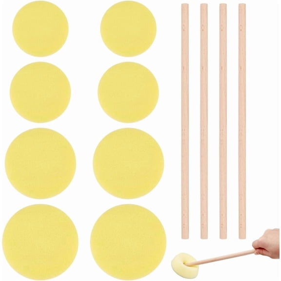 1 set Clay Tool sets including Microfiber Polishing Sponge Pad and Beech Wood Stick Mixed color