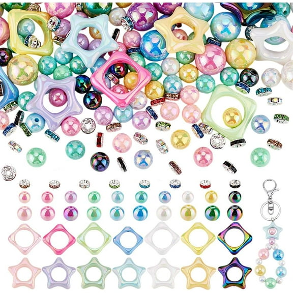 1 set DIY Beadable Pen Beads Kits including Acrylic Beads & Bead Frame Brass Rhinestone Spacer Beads Mixed color 10x9mm Hole: 2mm