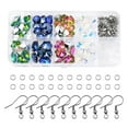 thumbnail image 1 of 1 set DIY Bling Star Snowflake Earring Making Kit Including Glass Charms 304 Stainless Steel Earring Hooks Jump Rings Plastic Ear Nuts Mixed color 264pcs/box, 1 of 5