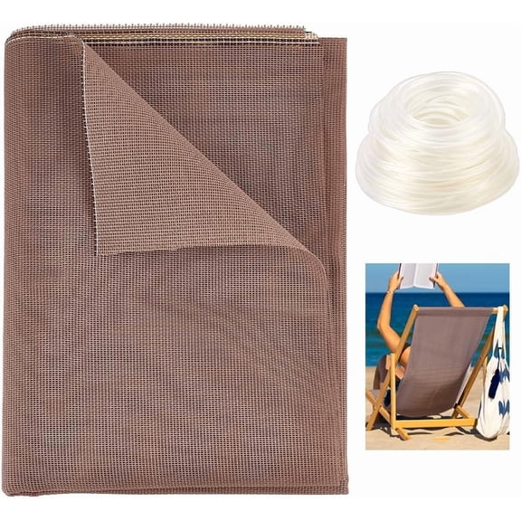1 set DIY Chair Replacement Kits including Polyester Fabrics Transparent PVC Sling Splines Camel 1500mm