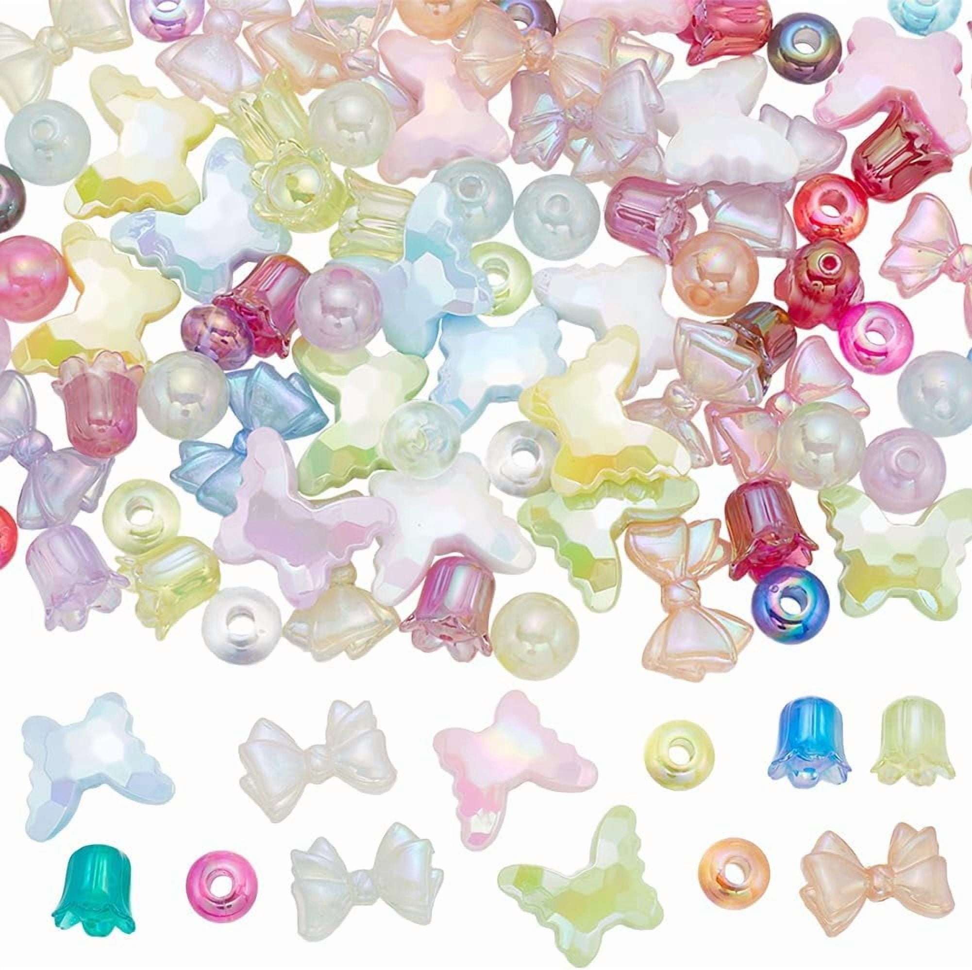 1 set DIY Jewelry Making Finding Kits 100pcs 5 styles Acrylic Beads sets Mixed color 14~24mm Hole: 2~5mm 20pcs/style
