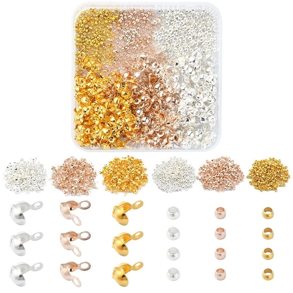 1 set DIY Jewelry Making Finding Kits including Iron Bead Tips Brass Crimp Beads Mixed color