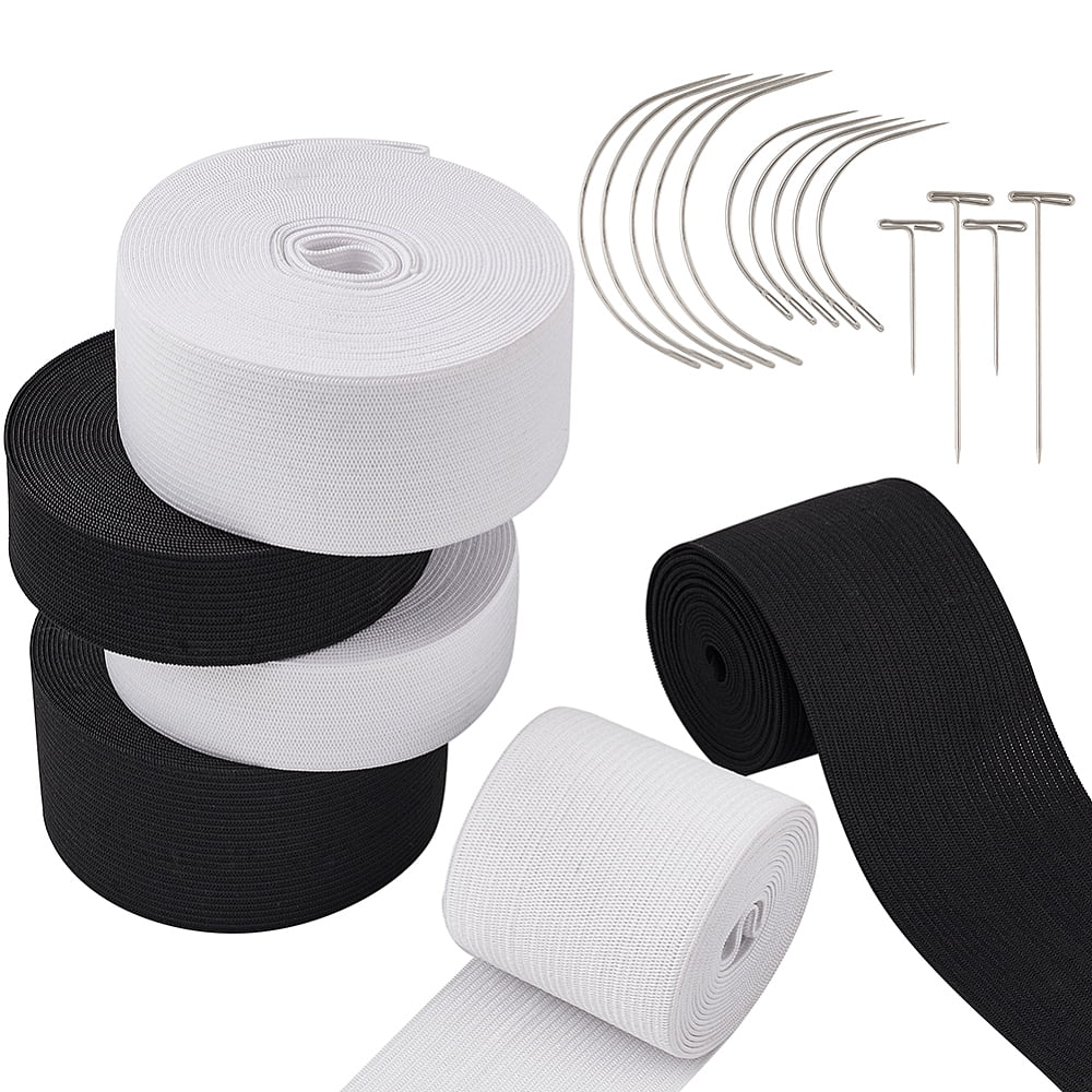 1 set DIY Jewelry with Flat Elastic Rubber Cord/Band Iron C-shaped Curved Needles and T-shape Steel Needles Mixed color 25~50mm