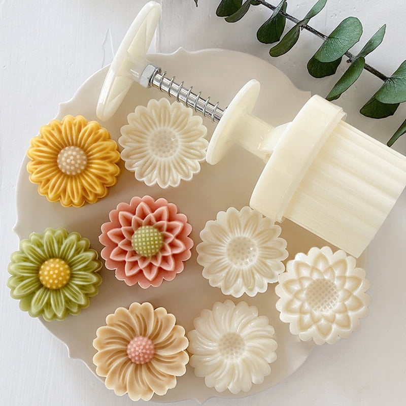 1 set DIY Mooncake Mold Plastic Hand Press Pastry Mold Hand Press Mung ...