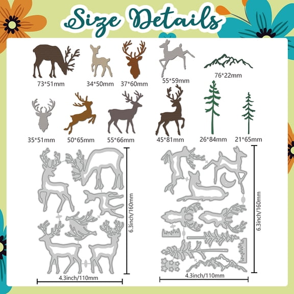 1 set Deer Theme Carbon Steel Cutting Dies Stencils for DIY Scrapbooking Photo Album Decorative Embossing Paper Card 160x110x0.8mm 2pcs/set