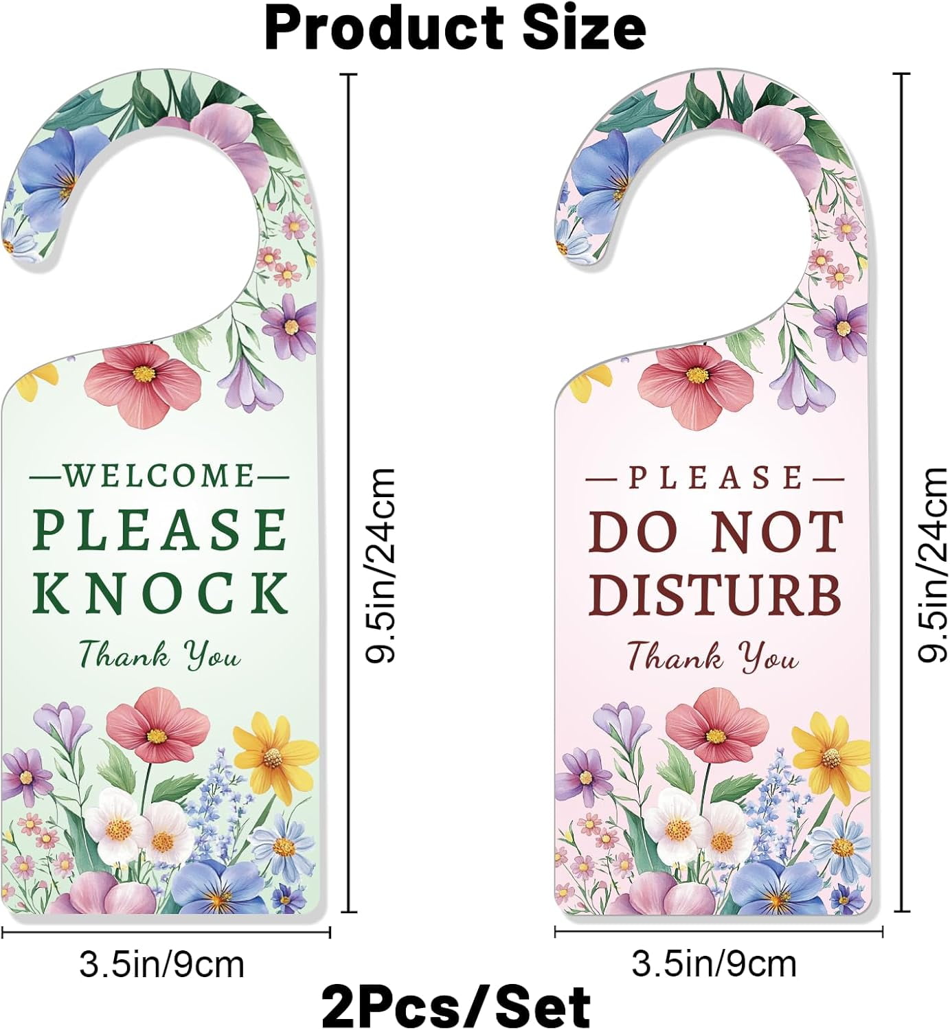 1 set Do Not Disturb Sign Door Hanger Sign 2 Pack Flower Leaf Printed — free download